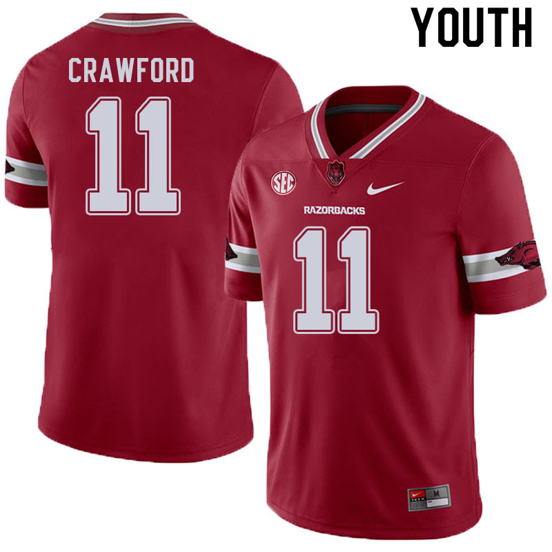 Youth #11 Jaquayln Crawford Arkansas Razorbacks College Football Jerseys Sale-Alternate Cardinal